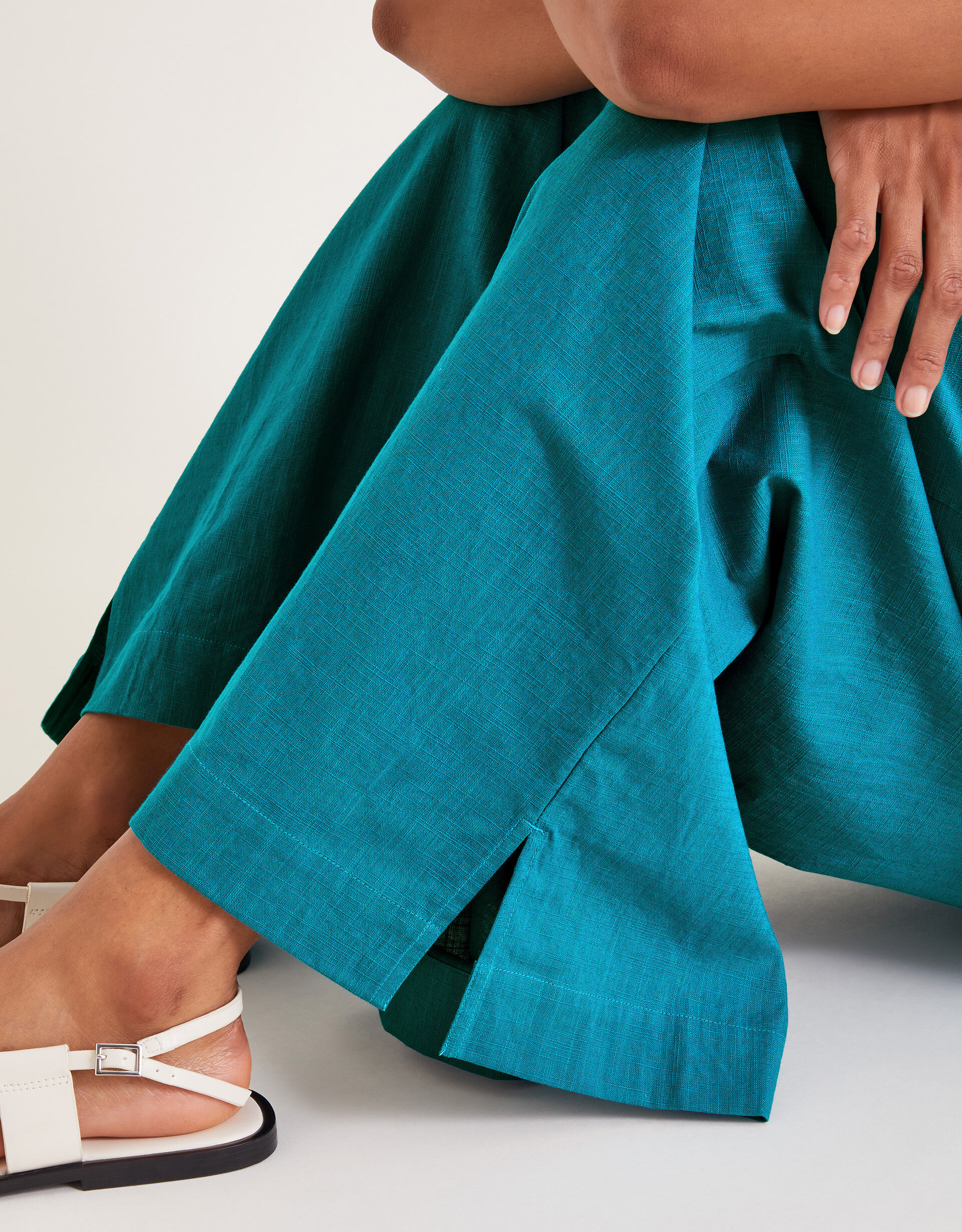 Turquoise wide leg trousers on sale