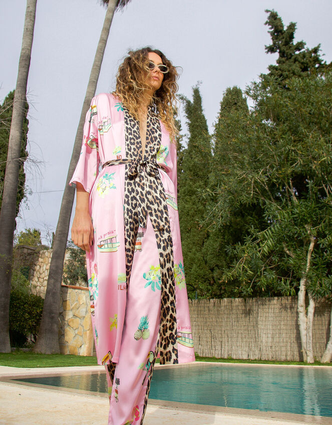Crās Hawaii Printed Leopard Kimono, Pink (PINK), large
