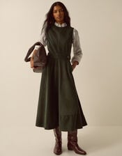 Ella Sleeveless Corduroy Midi Dress, Green (KHAKI), large