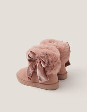 Baby Bow Faux Fur Boots, Pink (PINK), large
