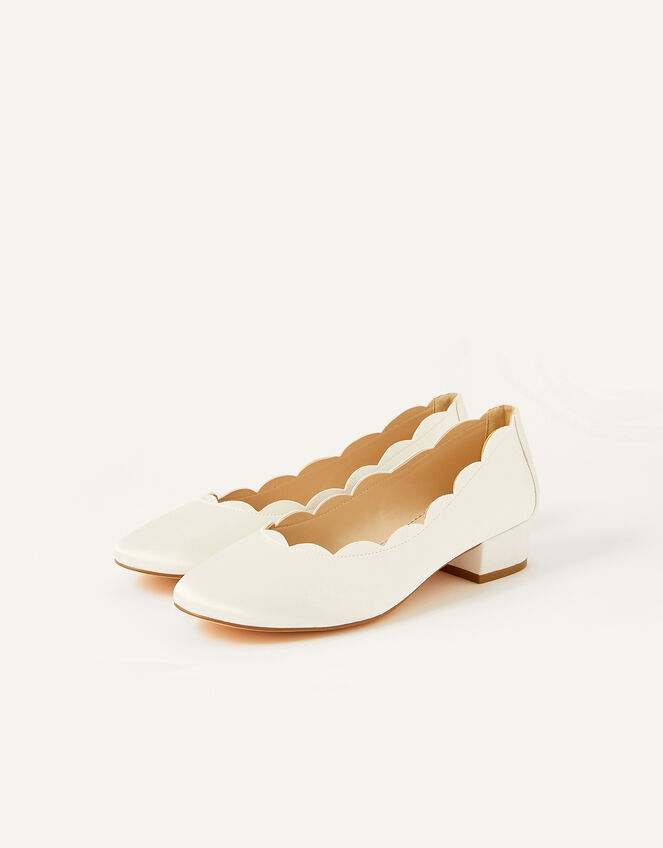 Sasha Scallop Edge Bridal Shoe, Ivory (IVORY), large