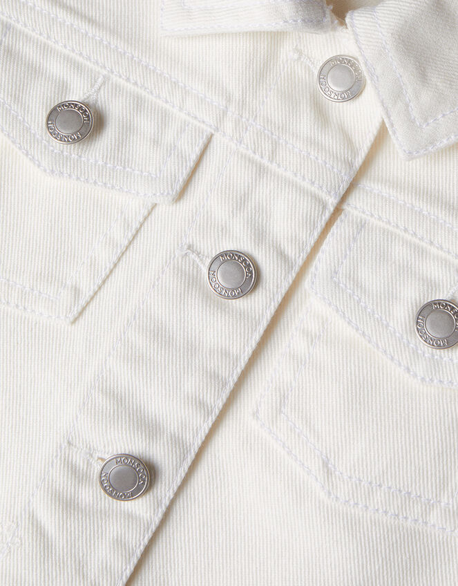 Broderie Schiffli Denim Jacket , White (WHITE), large