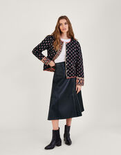 Padded Rose Print Jacket in LENZING™ ECOVERO, Black (BLACK), large