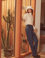 Deep Cuff Denim Jeans, Blue (DENIM BLUE), large