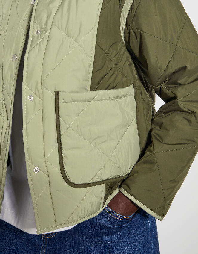 Lulu Quilted Two-Tone Jacket, Green (KHAKI), large
