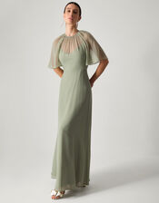 Mona Angel Sleeve Maxi Dress, Green (SAGE), large
