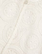 Cropped Crochet Cardigan, Ivory (IVORY), large