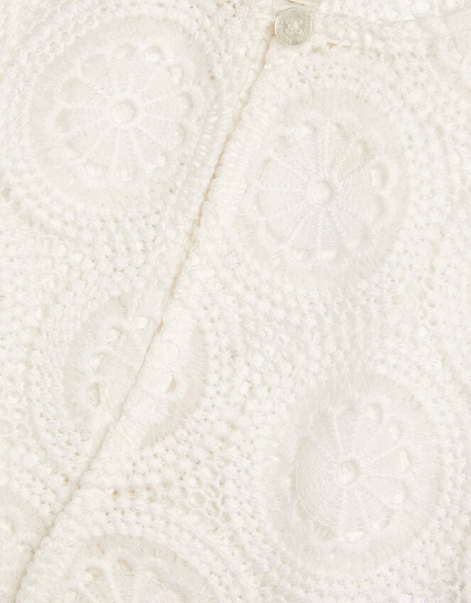 Cropped Crochet Cardigan, Ivory (IVORY), large