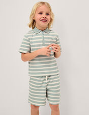 Stripe Jersey Shirt & Shorts Set, Green (SAGE), large