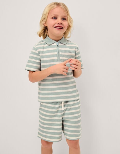 Stripe Jersey Shirt & Shorts Set, Green (SAGE), large