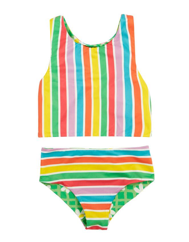 Frugi Tegan Reversible Tankini Set, Multi (MULTI), large
