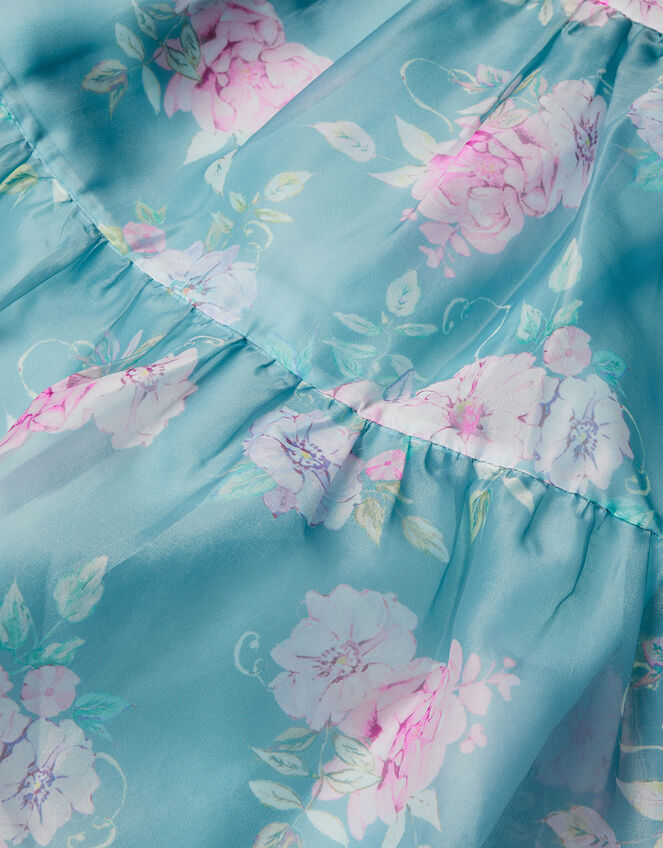 Printed Organza Dress, Blue (BLUE), large