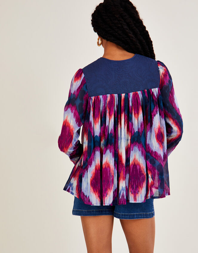 Premium Ikat Print Jacket, Purple (PURPLE), large