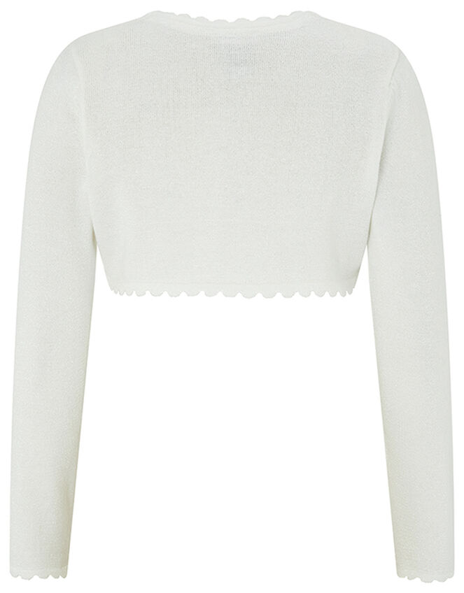 Niamh Sparkle Knit Cardigan with Crystal Button, Ivory (IVORY), large