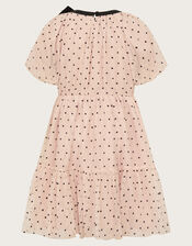 Emily Short Sleeve Spotty Tulle Dress, Pink (PINK), large