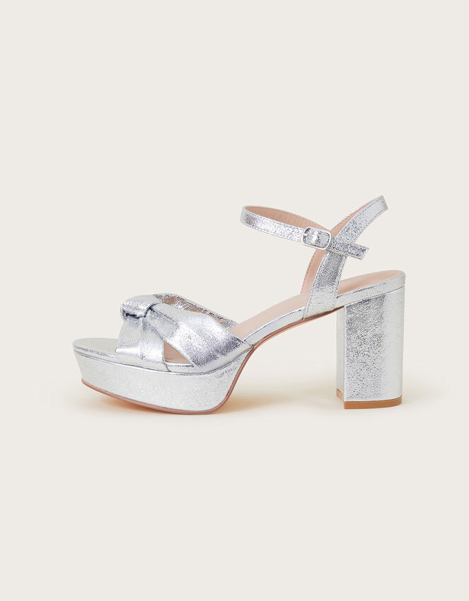 Twist Knot Platform Heels, Silver (SILVER), large