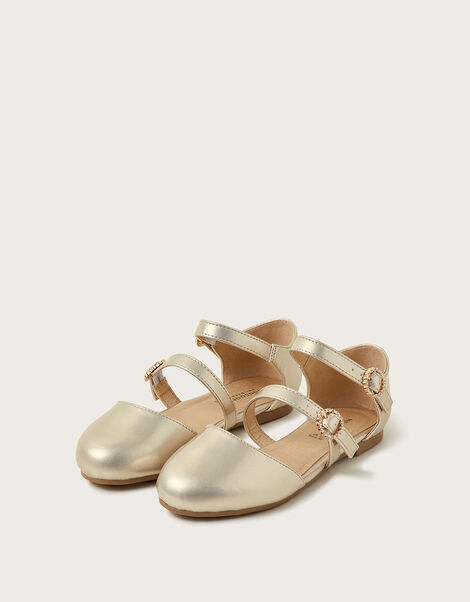 Two Strap Ballet Flats, Gold (GOLD), large