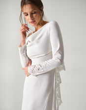 Aleah Long Sleeve Cowl Lace Wedding Dress, Ivory (IVORY), large