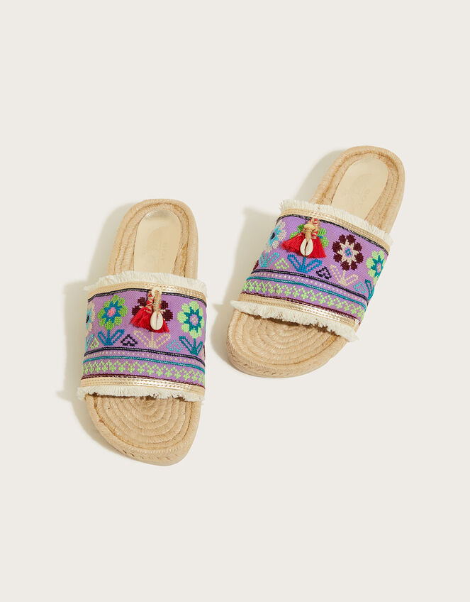 Emonk Ibiza Women's Boho Slides, Purple (PURPLE), large