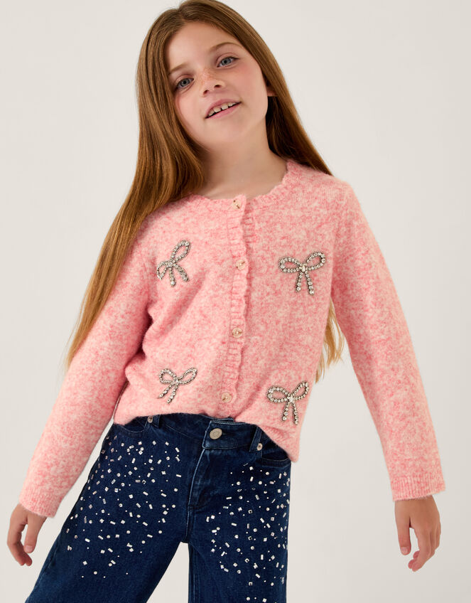 Bow Embellished Cardigan, Pink (PINK), large