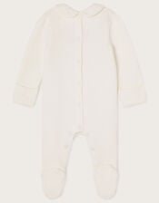 Newborn Embroidered Quilted Sleepsuit, Ivory (IVORY), large