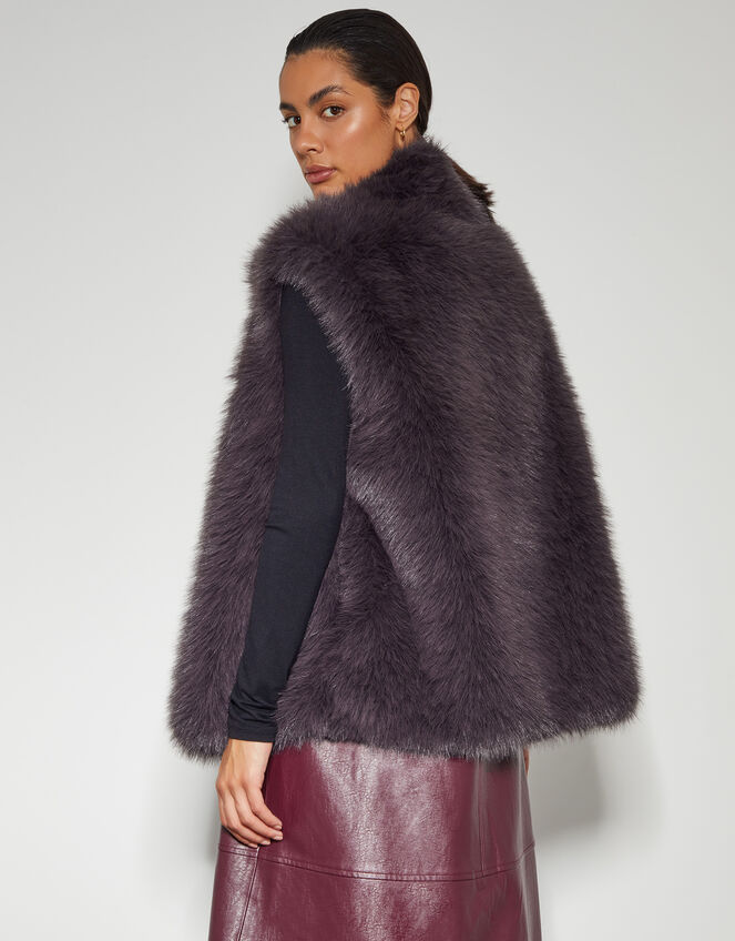 Della Faux Fur Gilet, Brown (CHOCOLATE), large