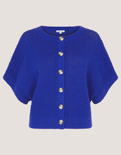 Sienna Short Sleeve Knit Cardigan, Blue (COBALT), large