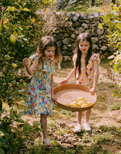 Large Flower Top and Short Set in Linen Blend, Yellow (YELLOW), large