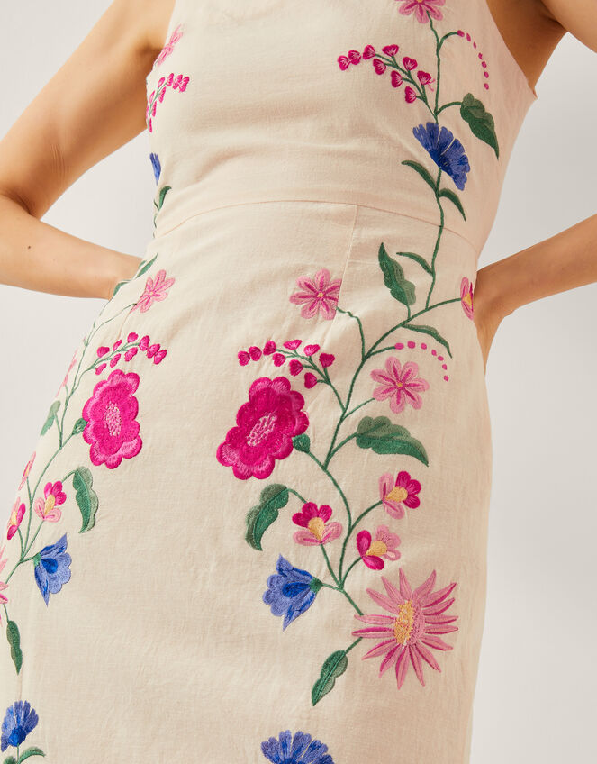 Agata Floral Embroidered Midi Dress, Cream (CREAM), large