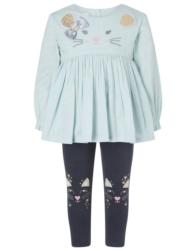 Baby Mouse Top and Leggings Set, Blue (AQUA), large