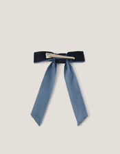 Jewel Velvet Ribbon Bow Hair Clip, , large