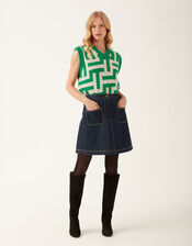 Mirla Beane Francis Denim Skirt, Blue (INDIGO), large