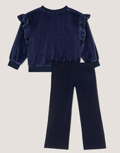 Mon Cheri Embellished Frill Jumper & Leggings , Blue (NAVY), large