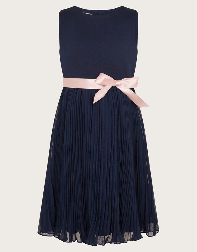 Sally Scuba Pleated Dress, Blue (NAVY), large