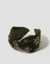 Embellished Velvet Knot Headband, , large