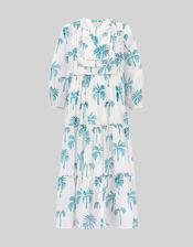 East Pami Palm Print Midi Dress, Ivory (IVORY), large