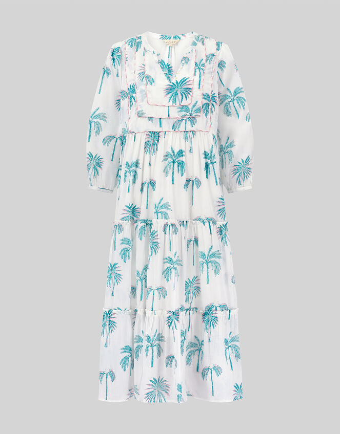 East Pami Palm Print Midi Dress, Ivory (IVORY), large