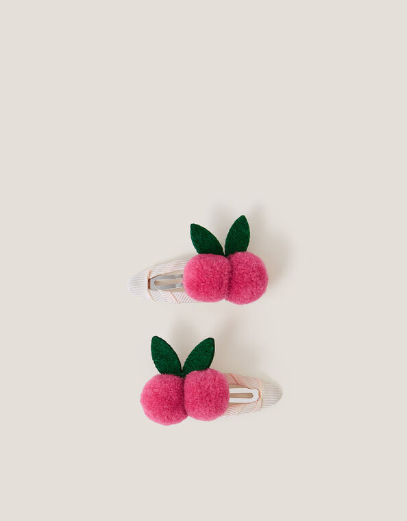 2-Pack Cherry Pom Hair Clips, , large