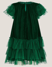 Alexandra Velvet Ruffle Party Dress, Green (GREEN), large