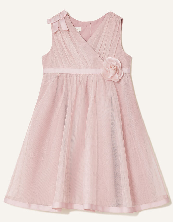 Baby Corsage Wrap Dress, Pink (DUSKY PINK), large
