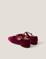 Dana Velvet Crossover Ballet Flats, Red (BURGUNDY), large