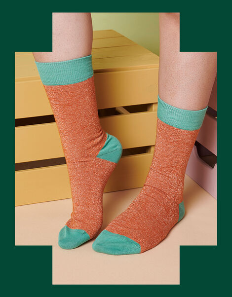 Catherine Tough Colour Block Glitter Socks, , large
