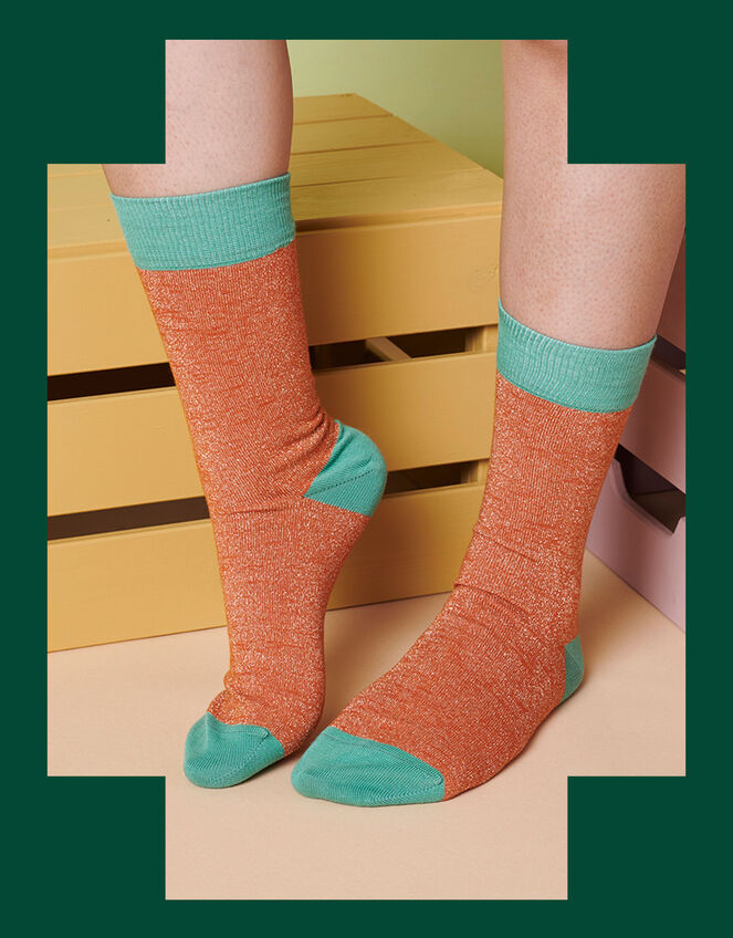 Catherine Tough Colour Block Glitter Socks, , large