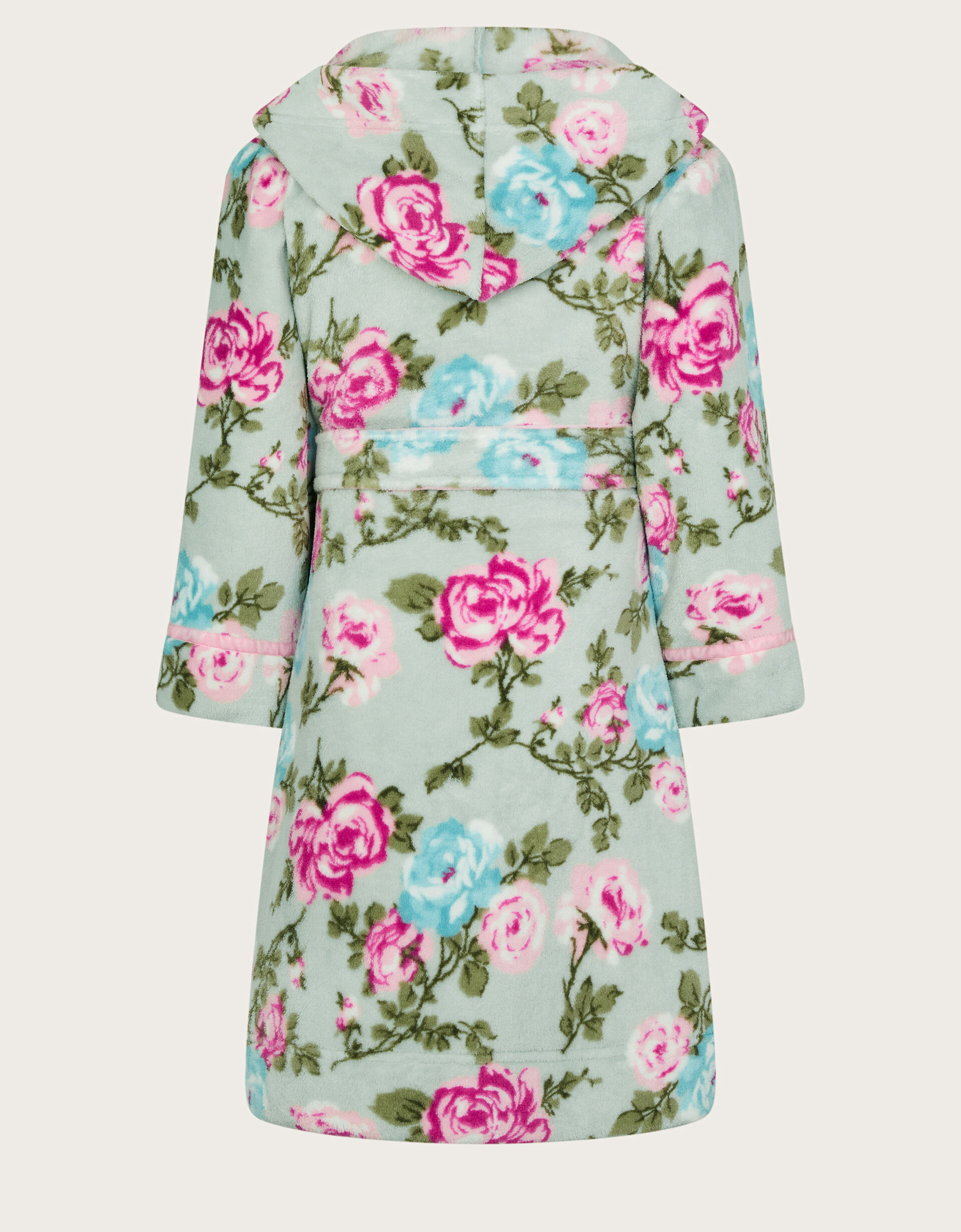 Fleece Floral Print Dressing Gown Pink