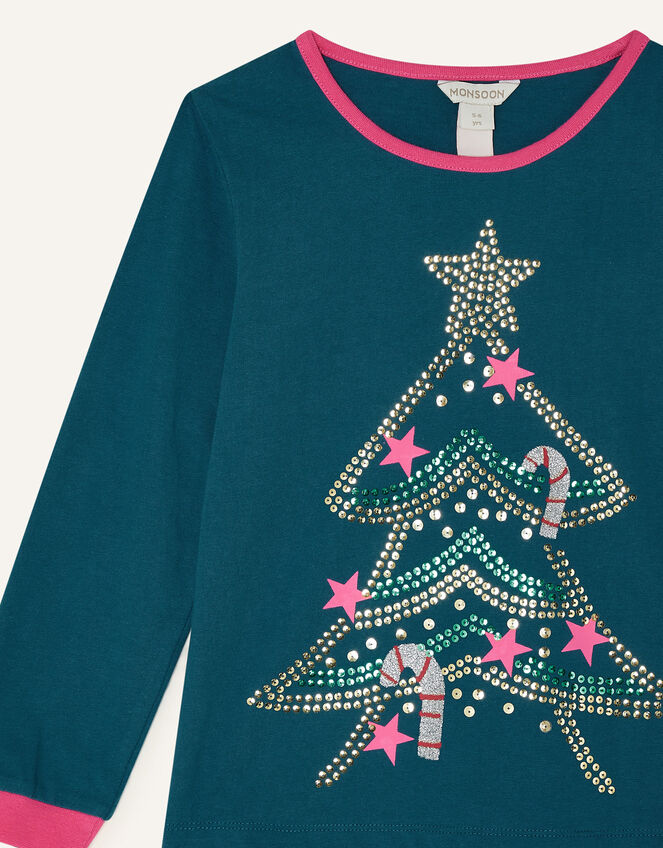 Unicorn Christmas Tree Pyjama Set , Green (GREEN), large
