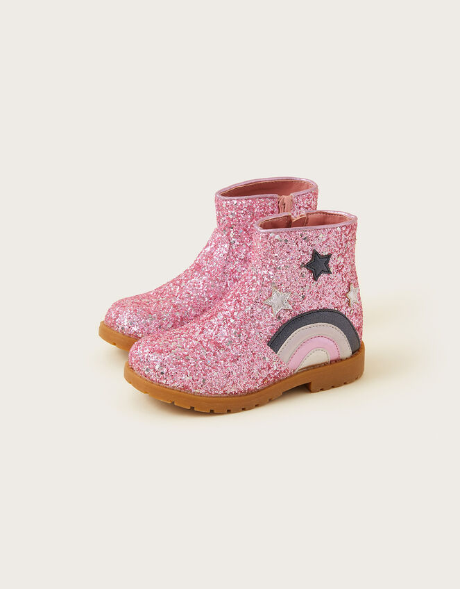 Baby Glitter Rainbow Boots, Pink (PINK), large