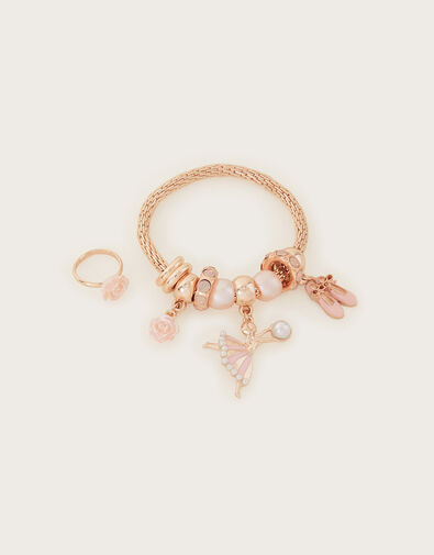 Ballerina Charm Trinket Bracelet and Ring Set, , large