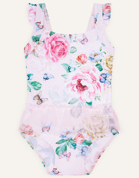 Baby Floral Print Mesh Skirt Swimsuit Pink, Pink (PINK), large