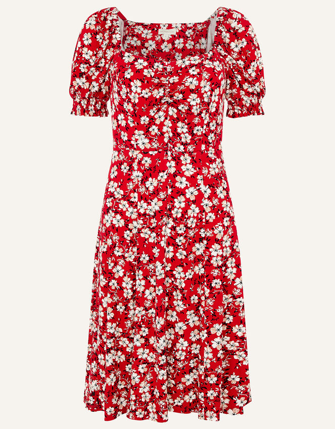 Everly Floral Print Jersey Dress , Red (RED), large