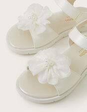 Corsage Flower Sandals, Ivory (IVORY), large